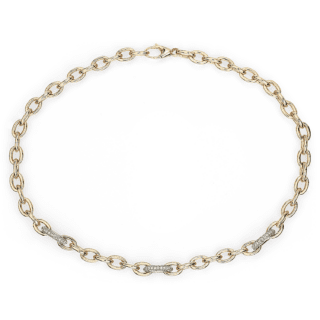16.5" Chain Link Diamond Necklace in 18k Italian Yellow Gold