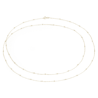 36" Petite Stationed Bead Necklace in 14k Yellow Gold (1.5 mm)